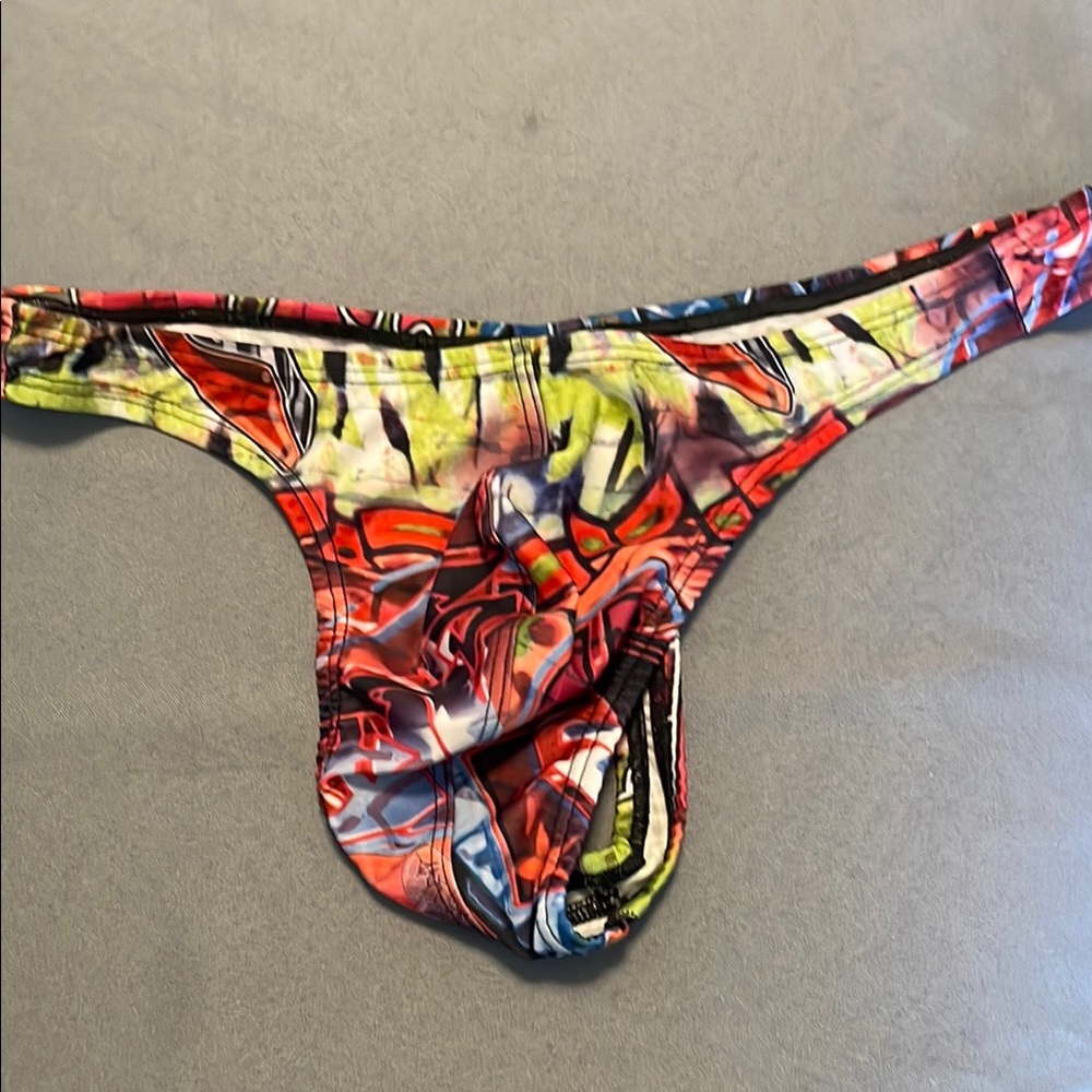 Colorful graffiti thong
